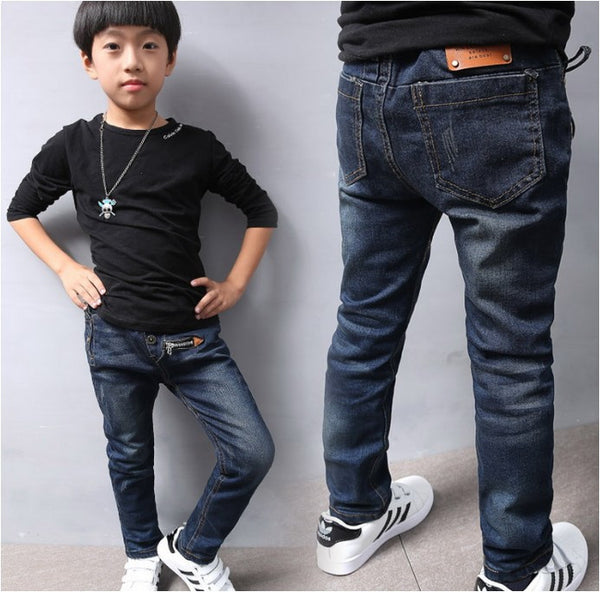 Denim Trousers Kids Dark Blue Designed Pants