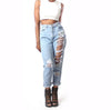 Ripped Hole High Waist Jeans Pants Pencil Trousers