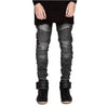Men Straight Slim Fit Biker Jeans Pant Denim