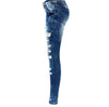 Low Waist Stretch Ripped Legs Skinny Washed Denim