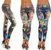 Colorful Painted Floral Imitated Jeans