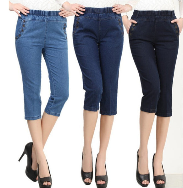 Mother Elderly Blue Color Denim Capris