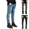 Men Straight Slim Fit Biker Jeans Pant Denim