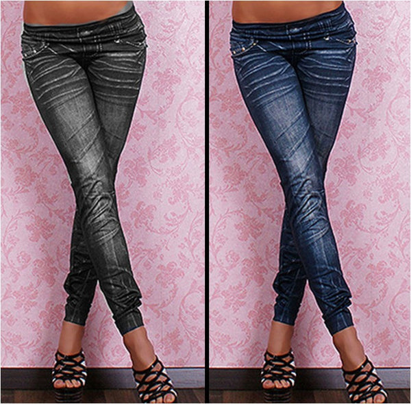 Seamless Bowknot Printing Female Casual Slim Denim